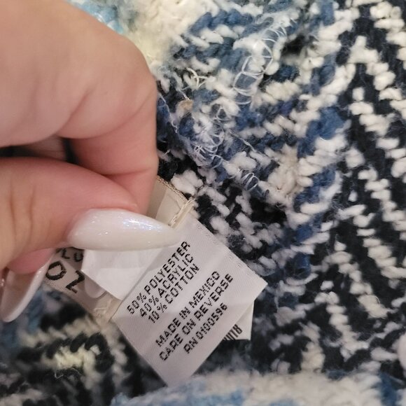 Earth Ragz Mexican Blanket Pullover Striped Hoodie, Unisex L (White/Blue/Navy) - Picture 4 of 7